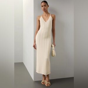 Ronny Kobo Elegant Cream Knit Maxi Dress
